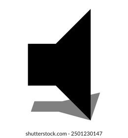 Ton- oder Medienvektorsymbol in Schwarz mit Schatten und weißem Hintergrund.