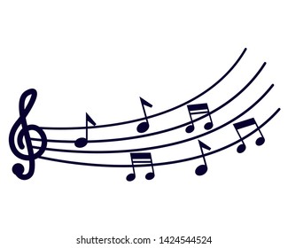 sound melody pentagram and musical note vector illustration