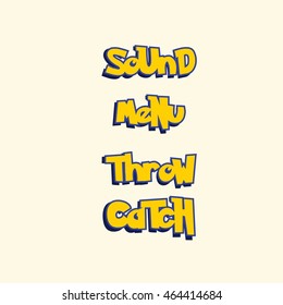Sound, Menu, Thrown Catch Game button text. Banner. Typography Element Template