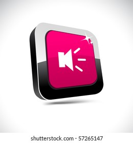 Klang metallisches 3D-Symbol mit pulsierendem Quadrat.