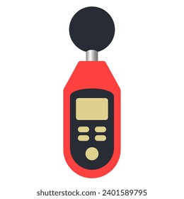Sound meter flat illustration, noise level measuring device isolated on white background