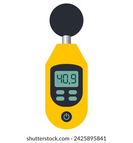 Sound meter icon, noise level measuring tool isolated on white background. Vector flat illustration of digital metering device.