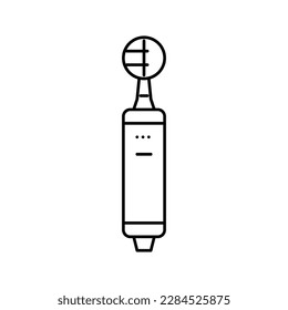 Schallmikrofonliniensymbol, Vektorgrafik. Mikrofon-Schallzeichen. isoliertes Kontursymbol