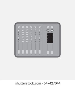 Sound Mixer board with knobs sliders and inputs Vector Illustration