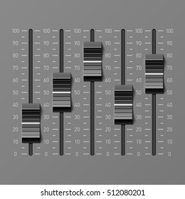 Consola de mezclador de sonido, ilustración vectorial de botones deslizadores de equipo dj.