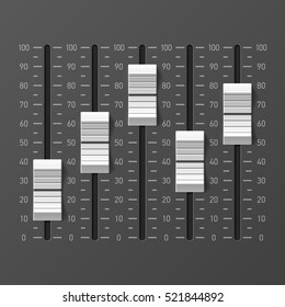 Consola de mezclador de sonido, botones deslizantes de equipo dj ilustración vectorial