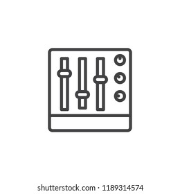 Sound Mixer Console outline icon. linear style sign for mobile concept and web design. Equalizer panel simple line vector icon. Symbol, logo illustration. Pixel perfect vector graphics