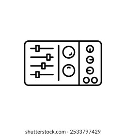 Icono de Vector de consola de mezclador de sonido. ilustración lineal negra plana simple para Web y App.. eps