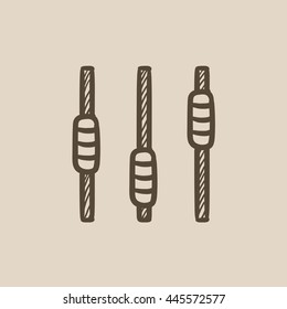 Sound mixer console vector sketch icon isolated on background. Hand drawn Sound mixer console icon. Sound mixer console sketch icon for infographic, website or app.