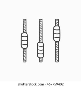 Sound mixer console vector sketch icon isolated on background. Hand drawn Sound mixer console icon. Sound mixer console sketch icon for infographic, website or app.