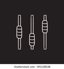 Sound mixer console vector sketch icon isolated on background. Hand drawn Sound mixer console icon. Sound mixer console sketch icon for infographic, website or app.