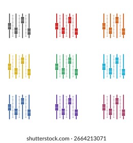 Ícone do controlador da mesa de mistura de som isolado em fundo branco. Definir ícones coloridos