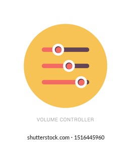 Sound mixer controller. Vector sound mixer. Yellow theme concept
