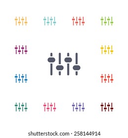 sound mixer flat icons set. Open colorful buttons 