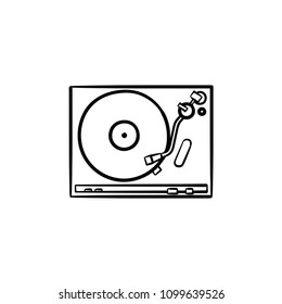 Sound mixer hand drawn outline doodle icon. Vinyl record turntable, DJ set and soundproducer concept vector sketch illustration for print, web, mobile and infographics isolated on white background.