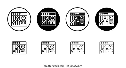 Sound mixer icon Flat outline fill set collection