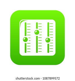Sound mixer icon green vector isolated on white background