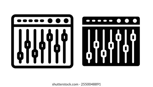 Sound mixer Icon set in black filled and line.