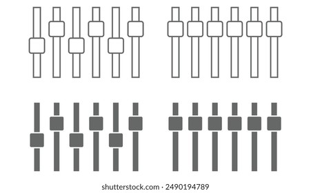 Soundmixer-Symbolsatz. UI, Web, App. Equalizer-Symbole. Auf Transparenzhintergrund. Control Button Vektorillustration Konzept.