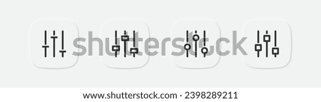 Sound mixer icon. Volume control symbol. Balance audio signs. Slider symbols. Music setting level icons. Vector isolated sign.