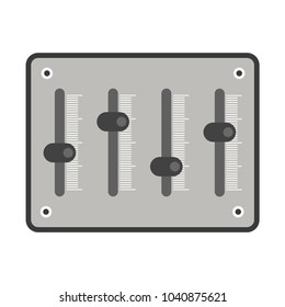 Sound mixer, mixing console faders. Sound bar slider, control panel tumbler. Vector Illustration.