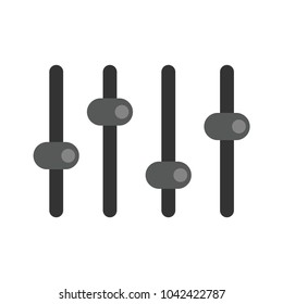 Sound mixer, mixing console faders. Sound bar slider, control panel tumbler. Vector Illustration.