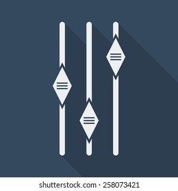 Sound mixer square vector icon with long shadow