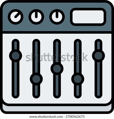 Sound mixer vector design in modern style, podcast audio balance and editing concept, multimedia studio illustration. Filled Line Icon