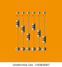 Sound mixing console. Isolated vector illustration. Record and mix music.