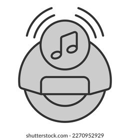 Sound monowheel makes music - icon, illustration on white background, grey style