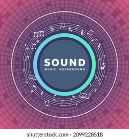 Sound music background with music notes on pink background , Flat Modern design , illustration Vector EPS 10