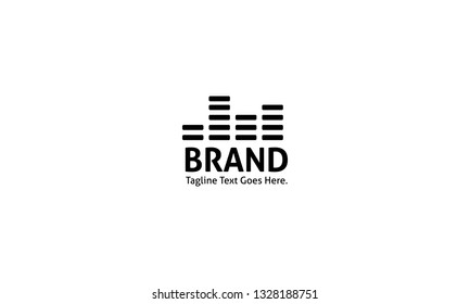 Sound music equalizer 14 black vector logo design