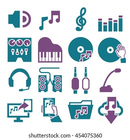sound and music icon set