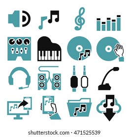 sound and music icon set