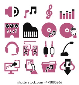 sound and music icon set