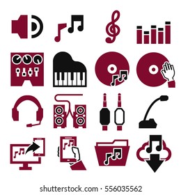 sound and music icon set