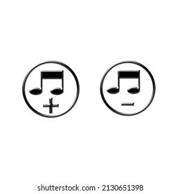 Sound Music Icon, Volume High And Low Symbol. Audio Control Icon Set, Black Line Icons Isolated On White Background, Vector Illustration.