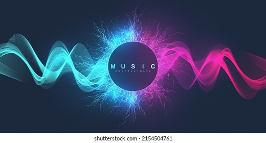 Sound music wave visualiztion. 3D sound solid waveform. Voice sample pattern design.