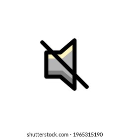 A Sound Mute Icon, isolated on white. User Interface Outline Icon.
