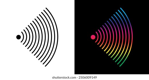 Sound navigation sonar signal wave icons.