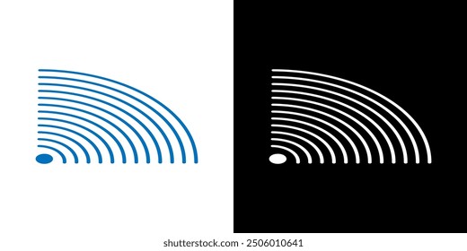 Sound navigation sonar signal wave icons.