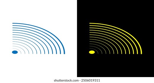 Sound navigation sonar signal wave icons.