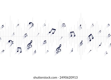 sound notes on white background for harmony ot orchestra event vector