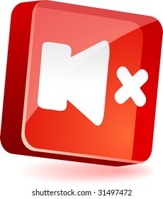 Sound off 3d icon. Vector illustration.