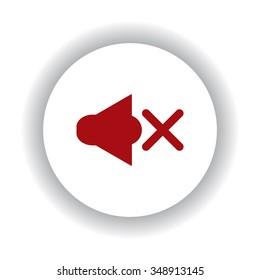 Sound off icon, red isolated white background