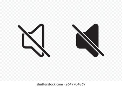 Som desativado do conjunto de ícones. Volume de som simples e áudio mudo marca símbolo ilustração de design. Ícone de Controle de Volume de Áudio sem Som. 