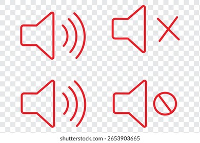 Som desativado do conjunto de ícones. Volume de som simples e áudio mudo marca símbolo ilustração de design. Ícone de volume definido. EPS 10 