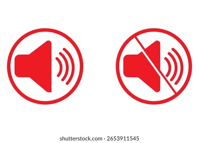 Som desativado do conjunto de ícones. Volume de som simples e áudio mudo marca símbolo ilustração de design. Ícone de volume definido. EPS 10