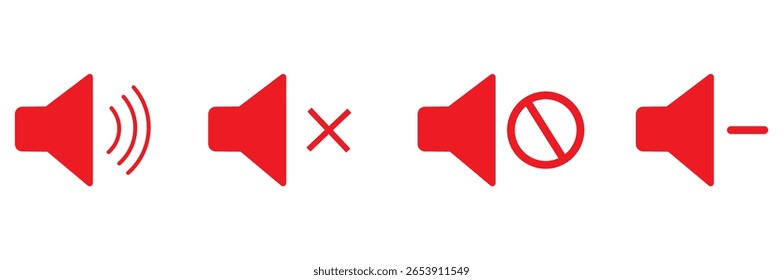 Som desativado do conjunto de ícones. Volume de som simples e áudio mudo marca símbolo ilustração de design. Ícone de volume definido. EPS 10
