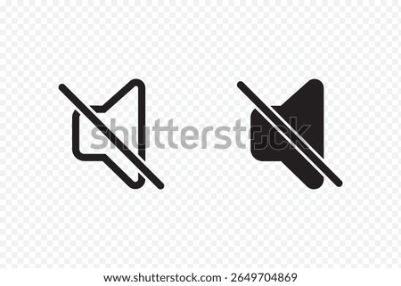 Sound off icon set. Simple sound volume and audio mute mark symbol design illustration. Mute Audio Volume Control Icon . 